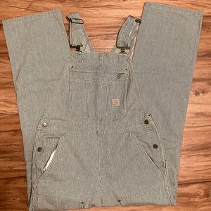 Carhartt Flex Denim Railroad Stripe Bib Overall Relax Fit NWT